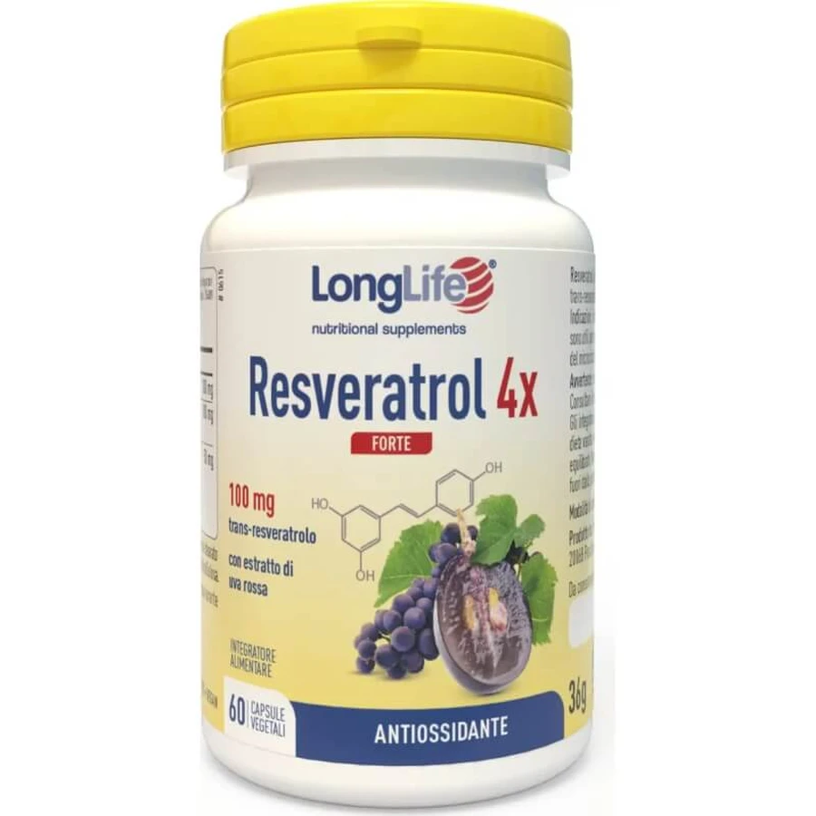 Longlife Resveratrol 4x Forte 60 Capsules - Antioxidant Supplement