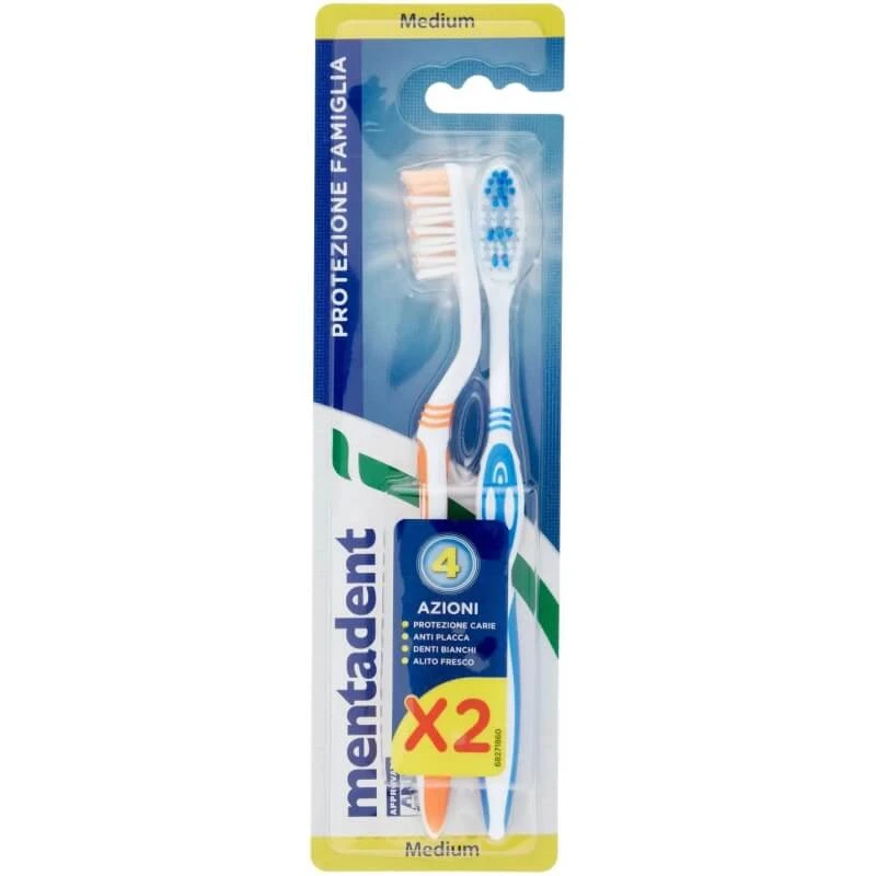 Mentadent Plus Toothbrush, 1 pack of 2 toothbrushes