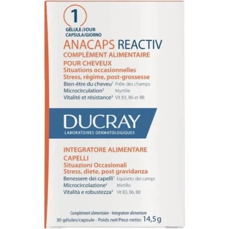 Ducray Anacaps Reactiv 30 Kapseln – Nahrungsergänzungsmittel für das Haar