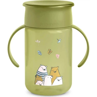 Tasse d'apprentissage Suavinex My Family 360° +12 mois - Tasse d'apprentissage de 340 ml - Verte