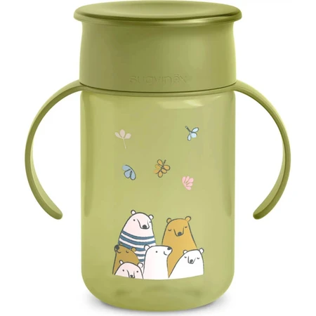 Tasse d'apprentissage Suavinex My Family 360° +12 mois - Tasse d'apprentissage de 340 ml - Verte