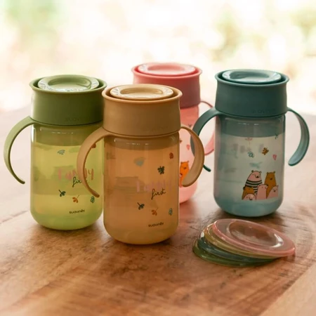 Tasse d'apprentissage Suavinex My Family 360° +12 mois - Tasse d'apprentissage de 340 ml - Verte