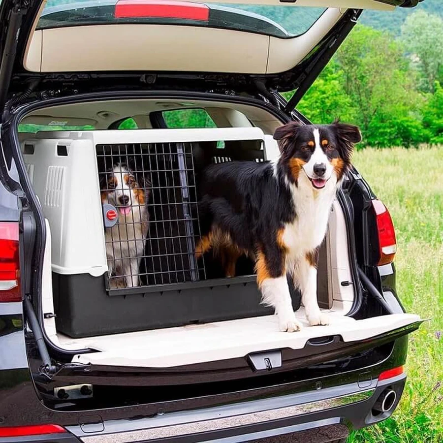 Ferplast Atlas Car Maxi – cușcă dublă pentru mașină destinată câinilor, cu separator interior – culoare gri