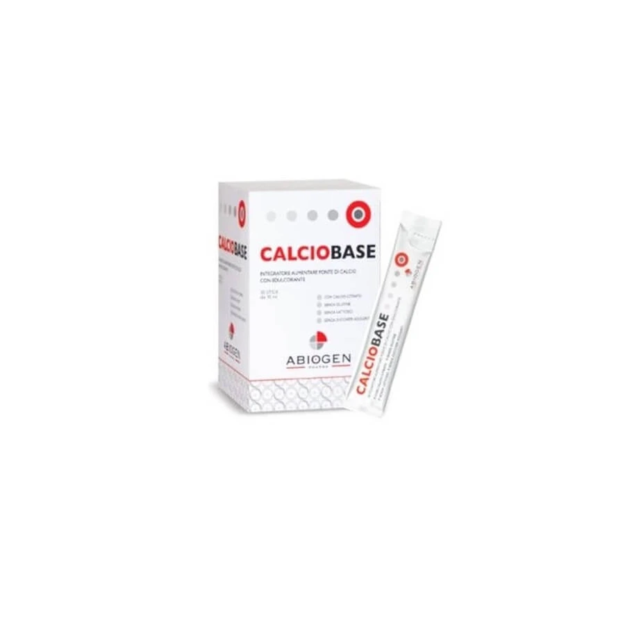 Abiogen Pharma Calciobase – Nahrungsergänzungsmittel auf Kalziumbasis, 30 Sticks à 10 ml (beschädigte Verpackung)