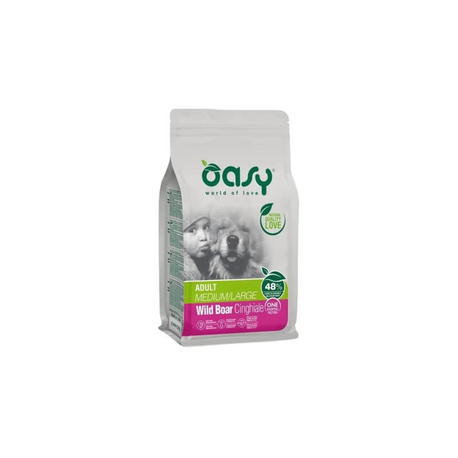 Oasy Adult One Protein Medium/Large Wild Boar - Complete Food for Adult Medium and Large Dogs, 2.5 kg
