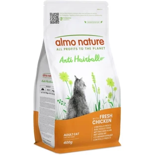 Almo Nature Anti-Haarbal Kip - Compleet anti-haarbalvoer voor volwassen katten, 400 g