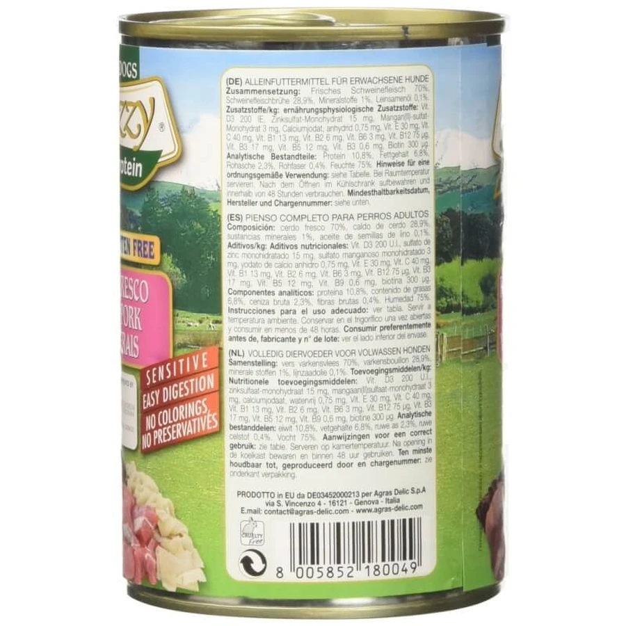 Stuzzy Fresh Pork Monoprotein - Complete Food for Adult Dogs, 400 g