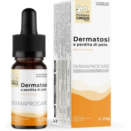 Pharma Cinque Pet Derma Procare-druppels – Voedingssupplement voor honden en katten, 23 g