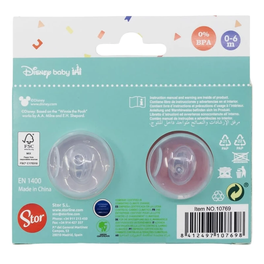 Stor Disney Minnie - 2 Anatomical Silicone Pacifiers, 0–6 Months
