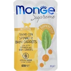 Monge Supreme Kitten Thunfisch mit Spinat und Babykarotten – Ergänzungsfuttermittel für Kätzchen, 80 g