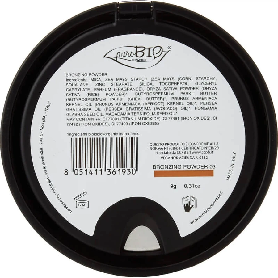 Purobio Resplendent - Bronceador compacto n.º 03 Beige Brown