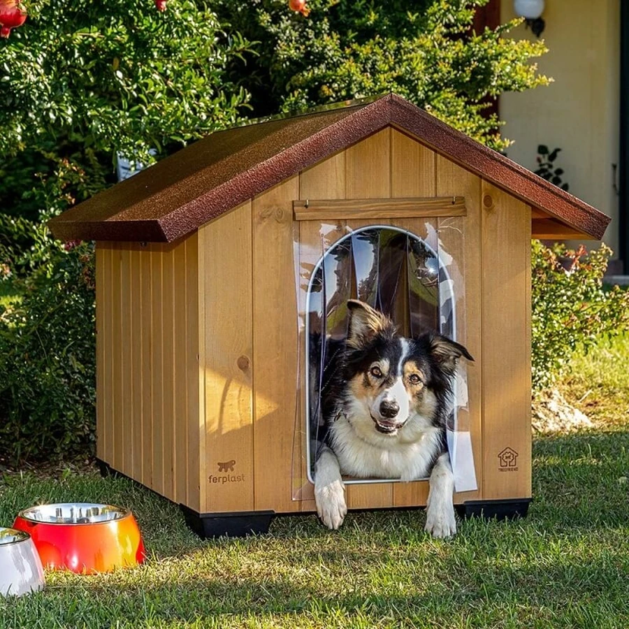 Ferplast Domus Maxi – Hundehütte aus Holz für den Außenbereich, 111,5 x 132 x 103,5 cm