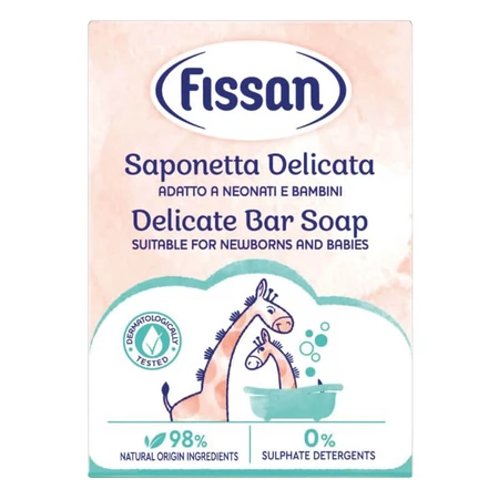 Fissan Seifenstück – sanft zur empfindlichen Haut mit Glycerin, für Säuglinge und Kinder geeignet, 90 g