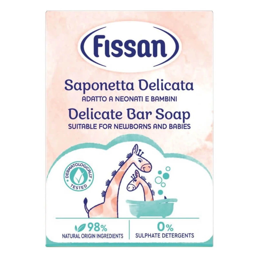 Fissan Seifenstück – sanft zur empfindlichen Haut mit Glycerin, für Säuglinge und Kinder geeignet, 90 g