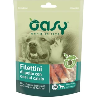 Oasy Chicken Strips with Calcium Bones - Dog Snacks, 100 g