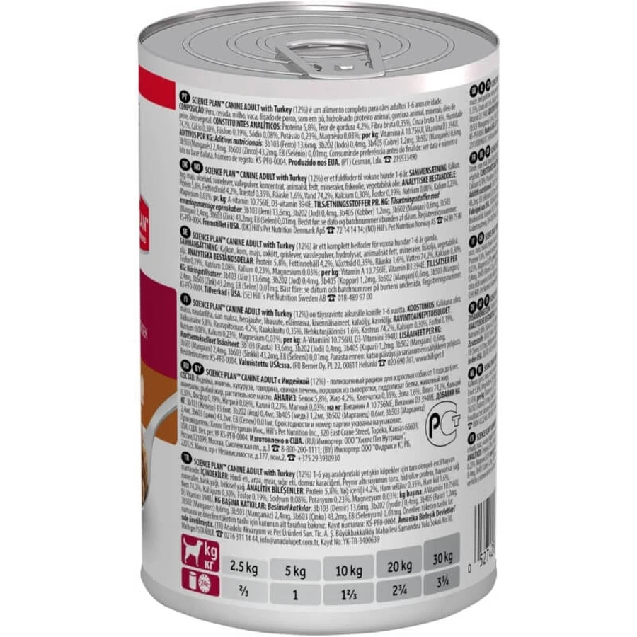 Hill's Science Plan Adult 1-6 Turkey Pâté - Complete Wet Food for Adult Dogs, 370 g