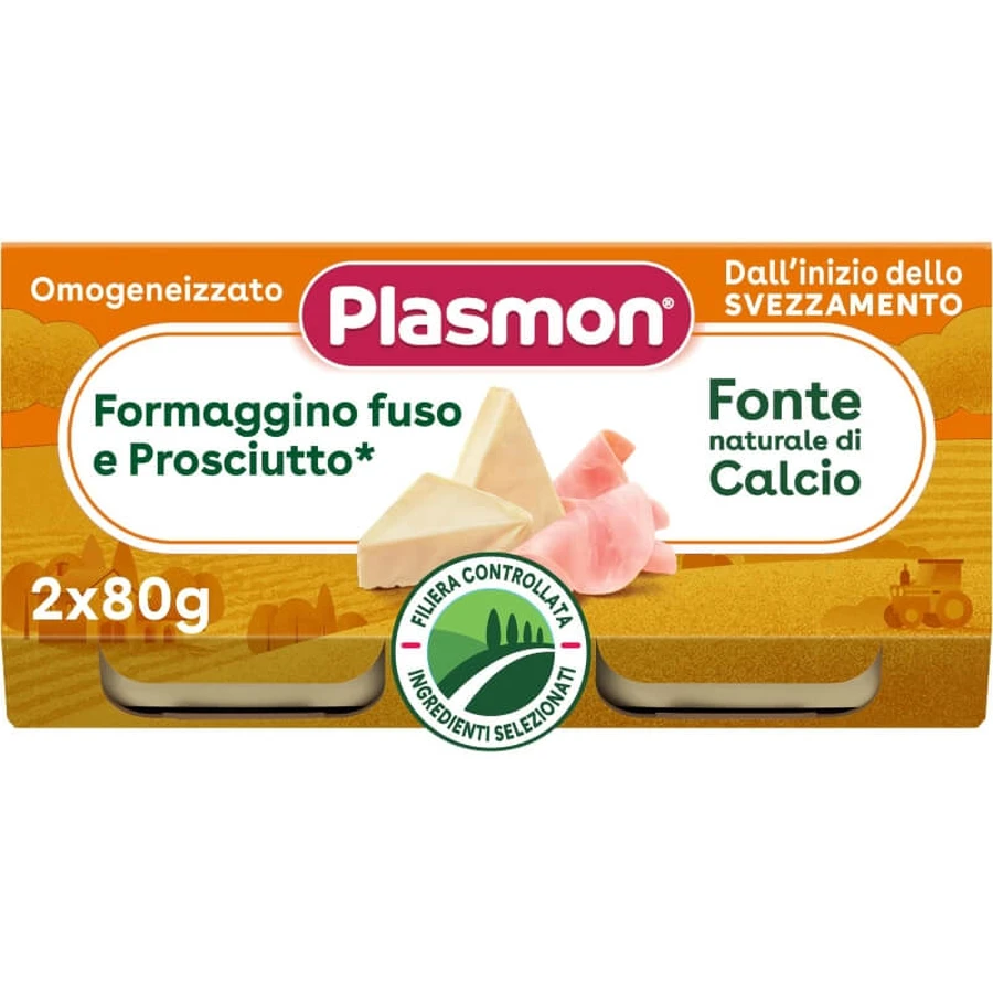 Plasmon Kaas smeersel en gekookte ham 6m+ - Babyvoeding, 2 potjes van elk 80 g