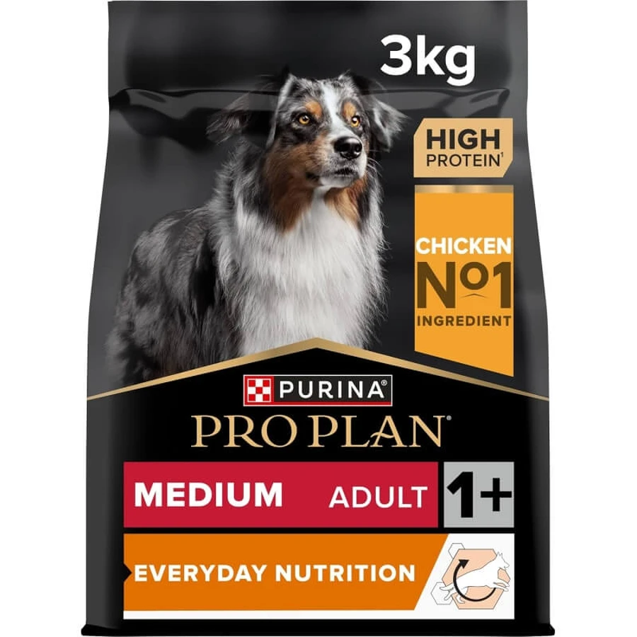 Purina Pro Plan Everyday Nutrition Medium Adult 1+ Chicken - Complete Dog Food, 3 kg