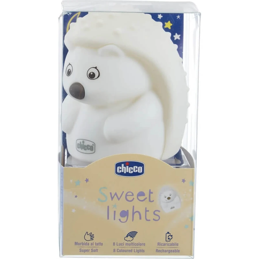 Chicco Sweet Light - Luz nocturna recargable con forma de erizo