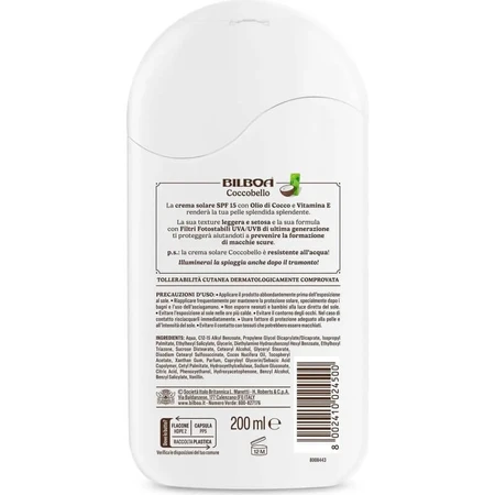 Crema solar Bilboa SPF 15 Coccobello Milk, protección media, 200 ml