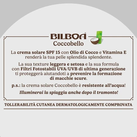 Crema solar Bilboa SPF 15 Coccobello Milk, protección media, 200 ml
