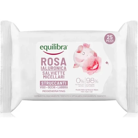 Equilibra Hyaluronic Rose - 25 toallitas desmaquillantes micelares