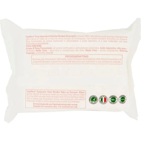 Equilibra Hyaluronic Rose - 25 toallitas desmaquillantes micelares