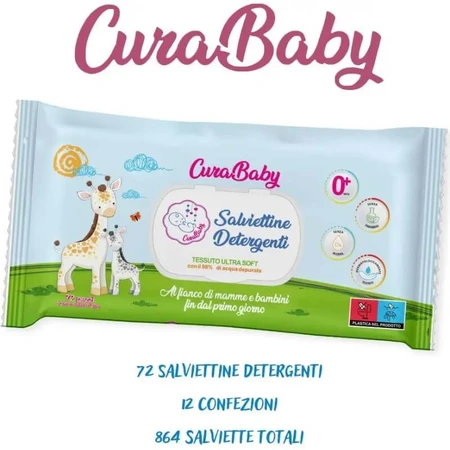 Curababy - 72 lingettes nettoyantes pour bébés et jeunes enfants