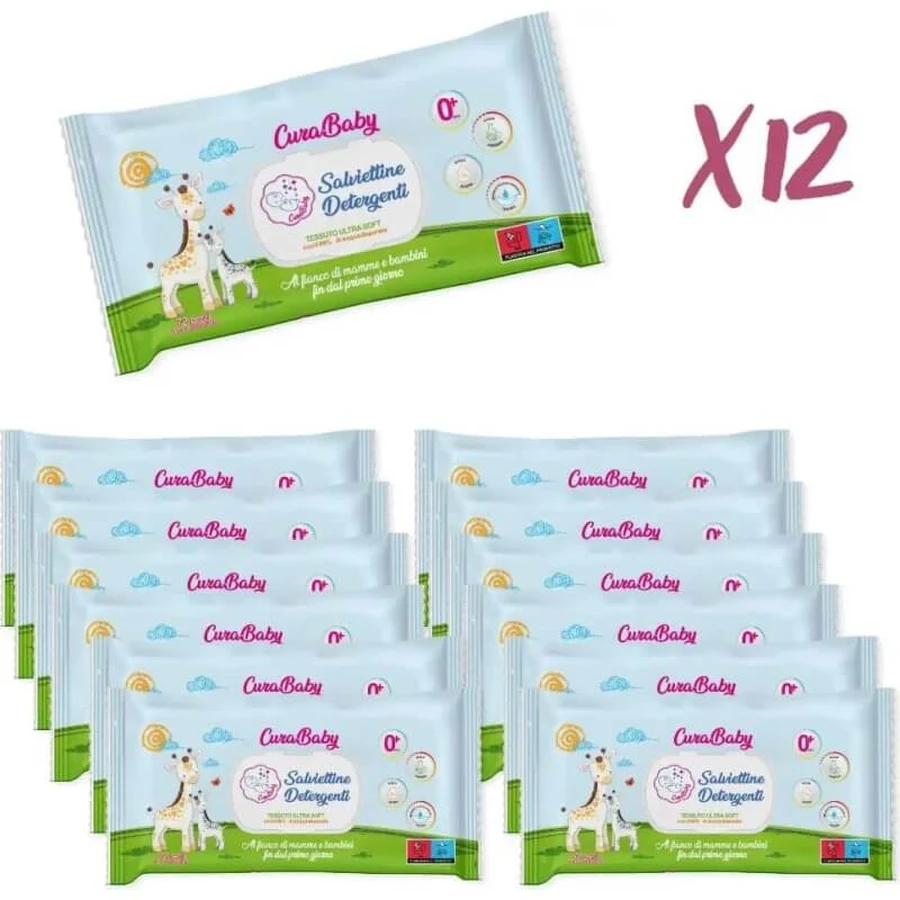 Curababy - 72 lingettes nettoyantes pour bébés et jeunes enfants