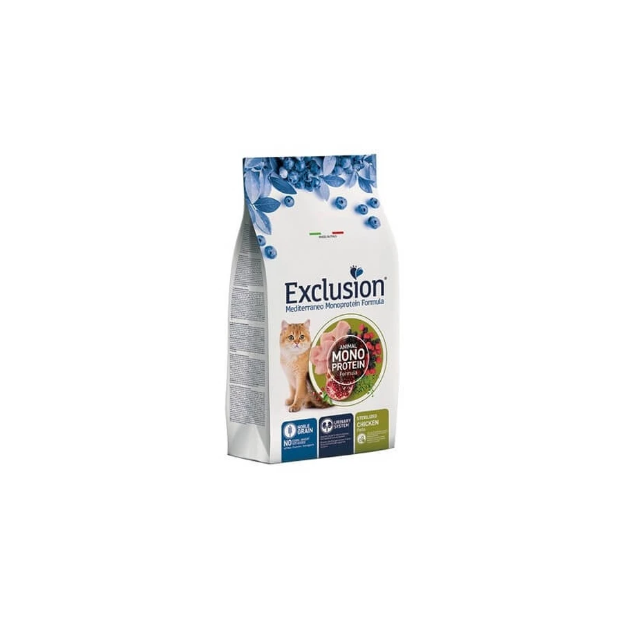 Exclusion Mediterraneo au poulet stérilisé - Aliment complet pour chats stérilisés, 1,5 kg