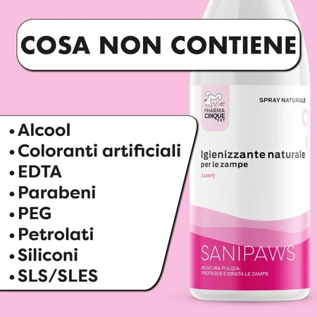 Pharma5pet Sanipaws – Natürliches Desinfektionsspray für Hunde- und Katzenpfoten, 150 ml
