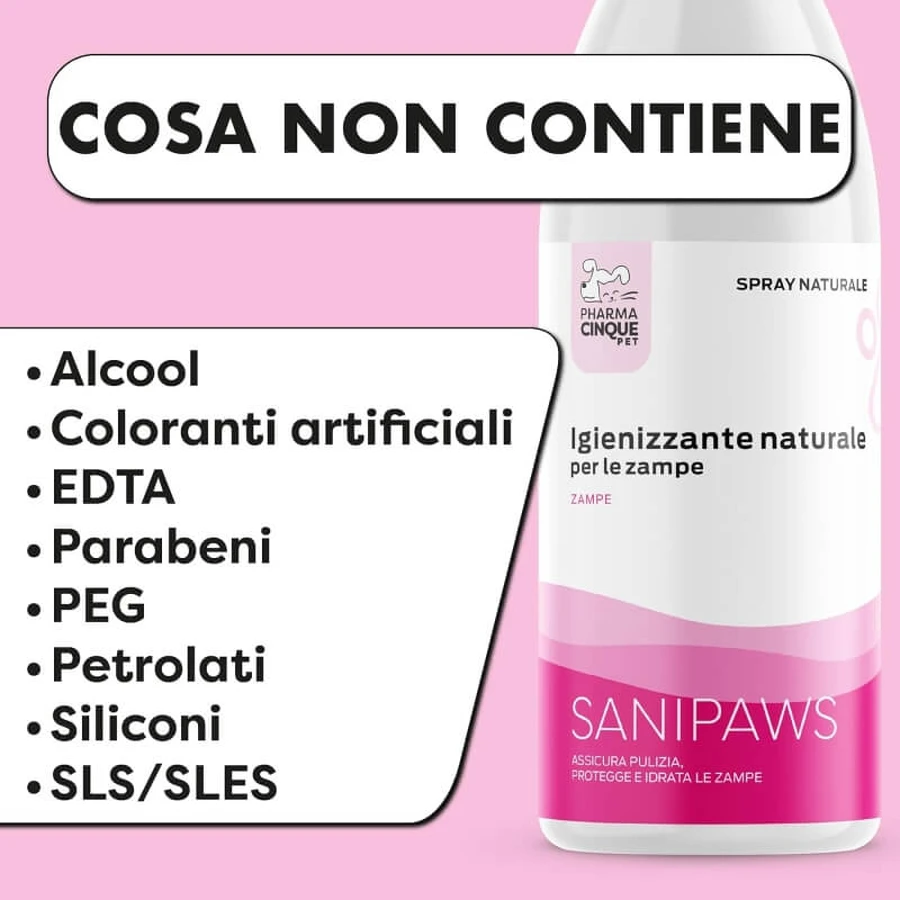 Pharma5pet Sanipaws – Natürliches Desinfektionsspray für Hunde- und Katzenpfoten, 150 ml