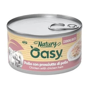 Oasy Natvoer voor katten Natury Kippenbouillon met ham - Natvoer voor volwassen katten, 85 g