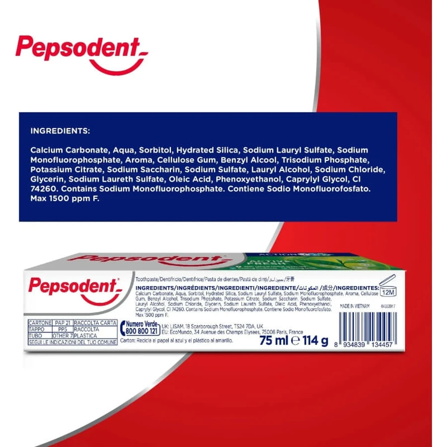 Pepsodent Active Fresh - Triple-Action Toothpaste, 75 ml