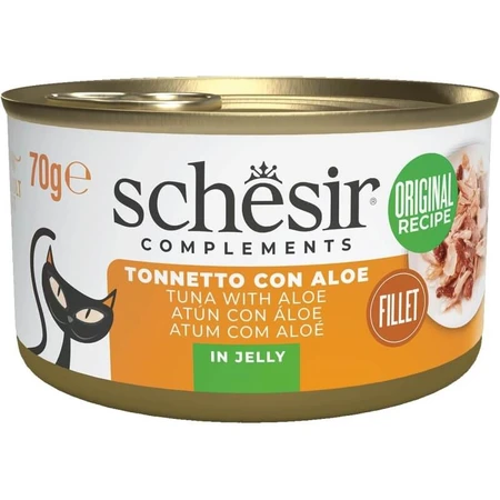 Schesir Complements Tuna and Aloe Jelly Strips - Complete Cat Food, 70 g