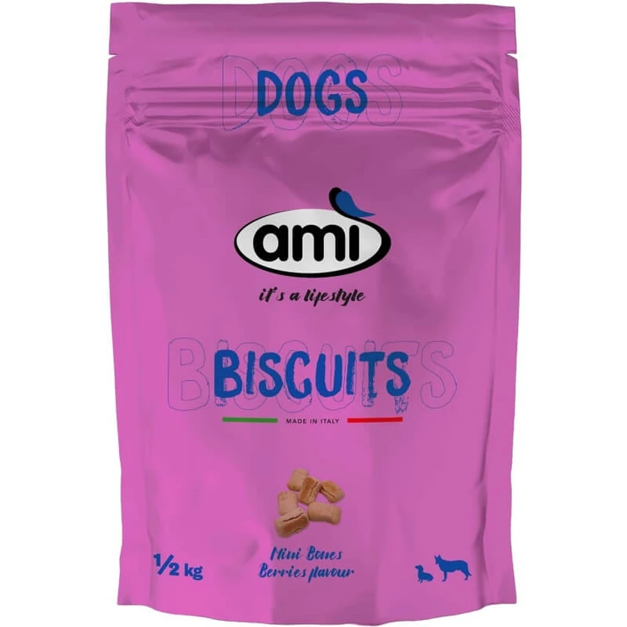 Ami, le choix naturel : biscuits Ami Mini aux fruits des bois - Biscuits pour chiens, 500 g