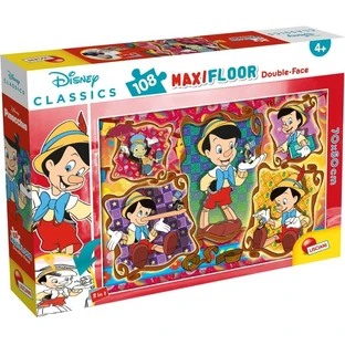 Lisciani Pinocchio doppelseitiges Bodenpuzzle, 108 Teile, 70 x 50 cm