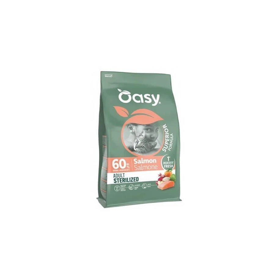 Oasy Superior Formula Adult Sterilized with Salmon - Complete Food for Neutered or Spayed Adult Cats, 1.5 kg