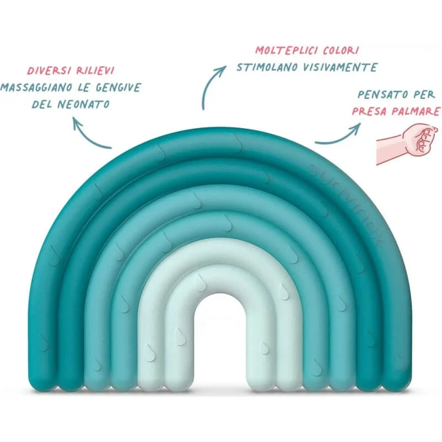 Suavinex Bleu clair arc-en-ciel - Anneau de dentition