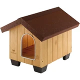 Ferplast Domus mini – wetterbeständige Hundehütte aus Holz mit aufklappbarem Dach und isolierten Füßen, 50 x 65 x H 47,5 cm