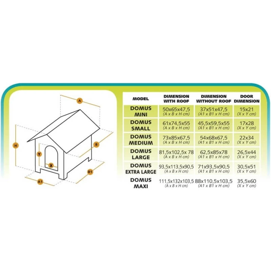 Ferplast Domus mini: caseta para perros de madera resistente a la intemperie, con techo abatible y patas aislantes, 50 x 65 x 47,5 cm (altura)