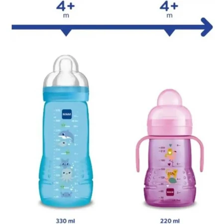 Mam Easy Active Baby Bottle - 330 ml baby bottle with silicone nipple, neutral