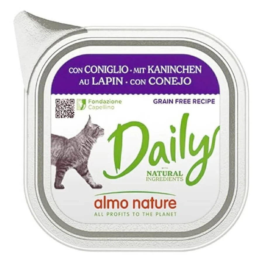 Almo Nature Daily Rabbit - Natvoer voor volwassen katten, 100 g