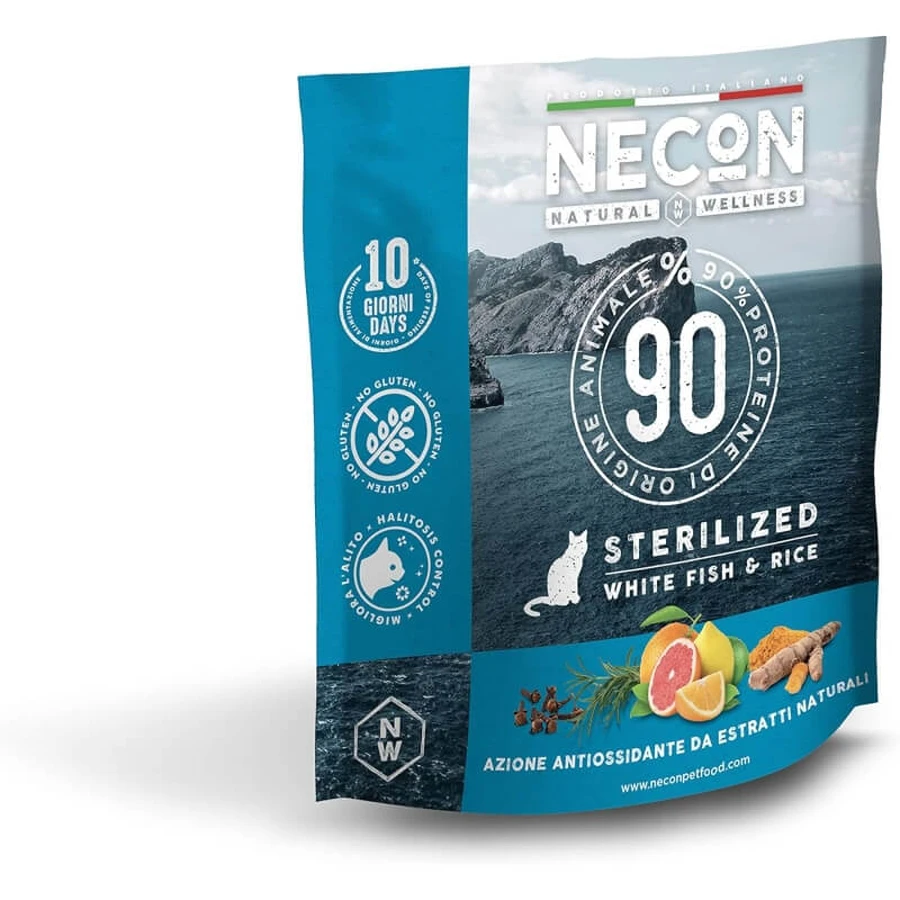 Necon Pet Food Natural Wellness Sterilized White Fish – Alleinfuttermittel für kastrierte Katzen, 400 g