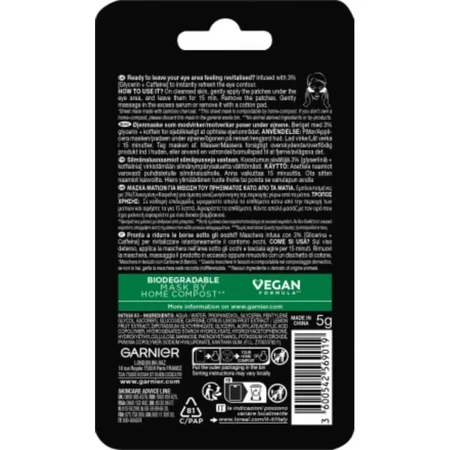 Garnier Skinactive Caffeine + Charcoal - 2 Revitalizing Eye Masks