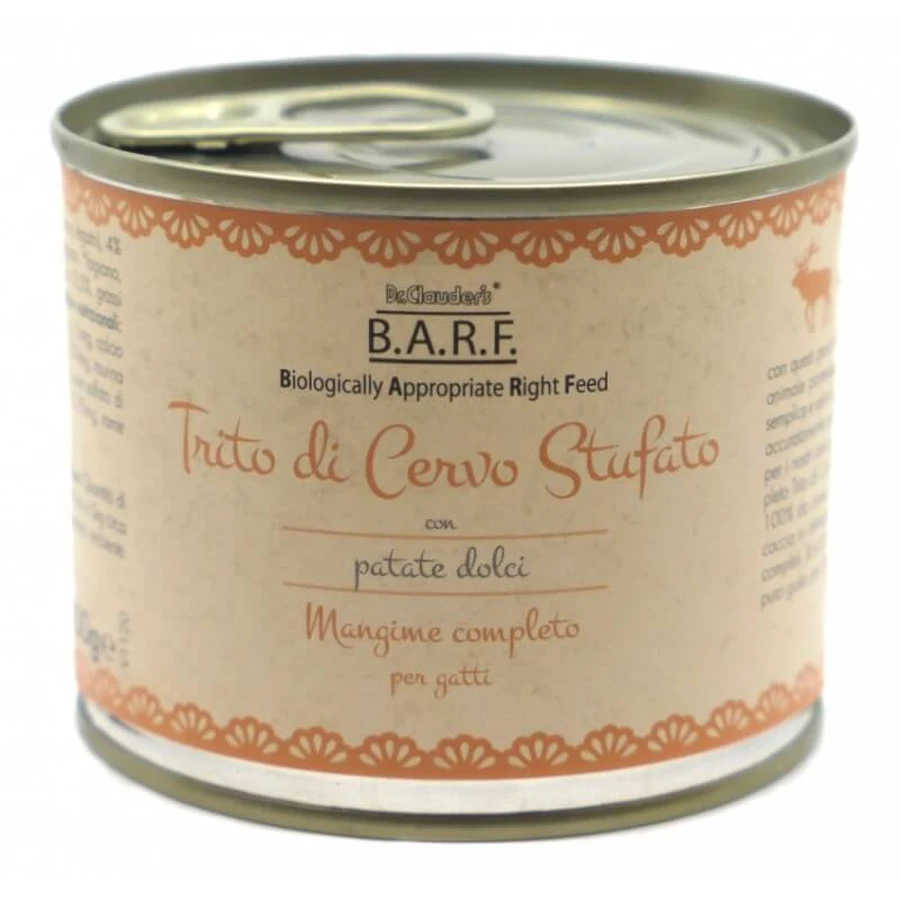 Dr. Clauder's B.A.R.F. Minced Venison with Sweet Potatoes - Complete Food for Adult Cats, 200 g