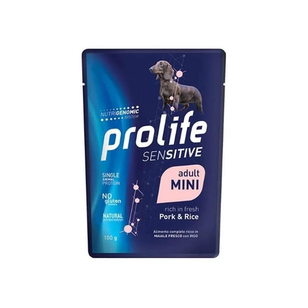 Prolife Sensitive Mini Varkensvlees & Rijst - Compleet voer voor gevoelige volwassen honden van kleine rassen, 100 g
