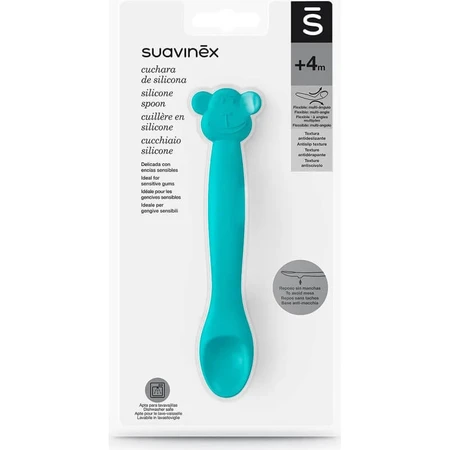 Suavinex Monkey - Cuillère en silicone - Verte