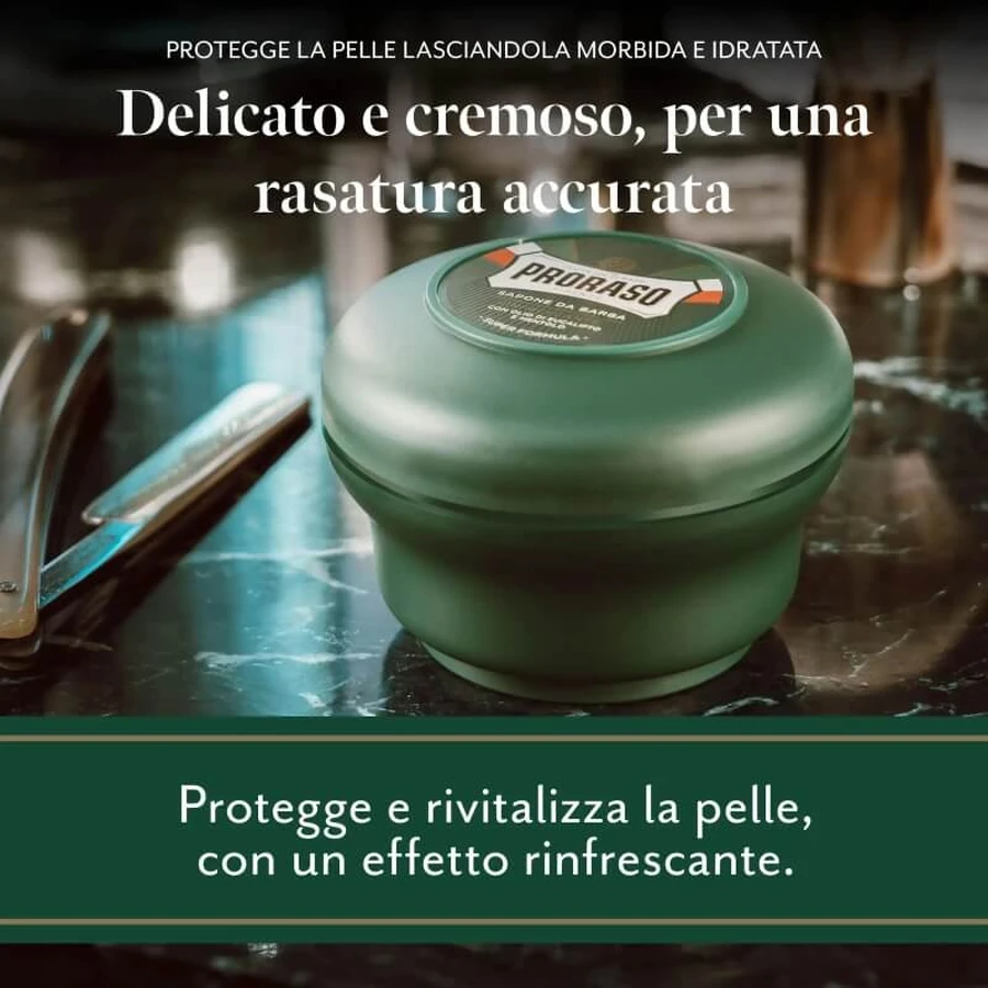 Proraso Professionele en verfrissende scheerzeep met eucalyptusolie en menthol, 150 ml