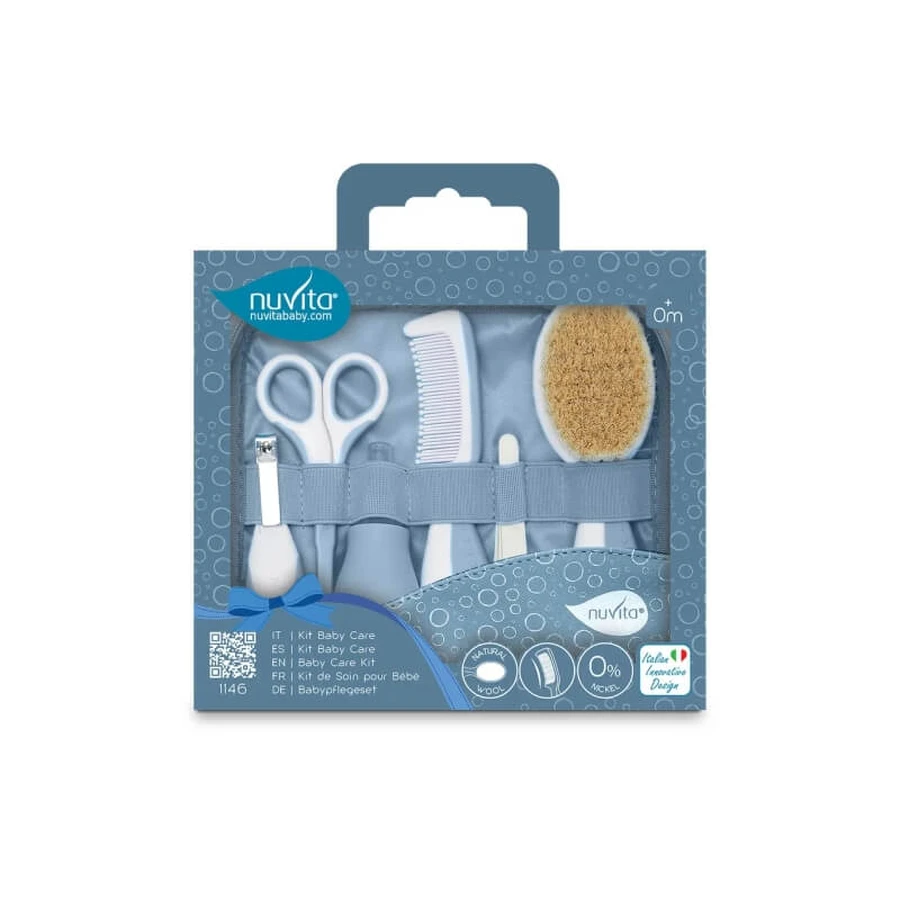 Nuvita Baby-Pflegeset – 9-teilig mit Etui, ab 0 Monaten, blau